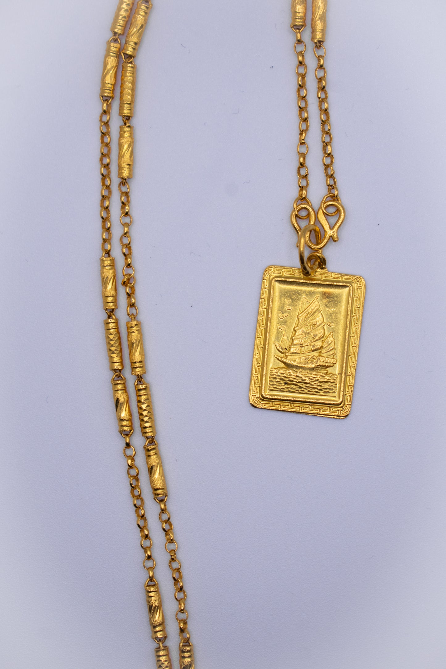 24K Rectangle Sailboat Pendant
