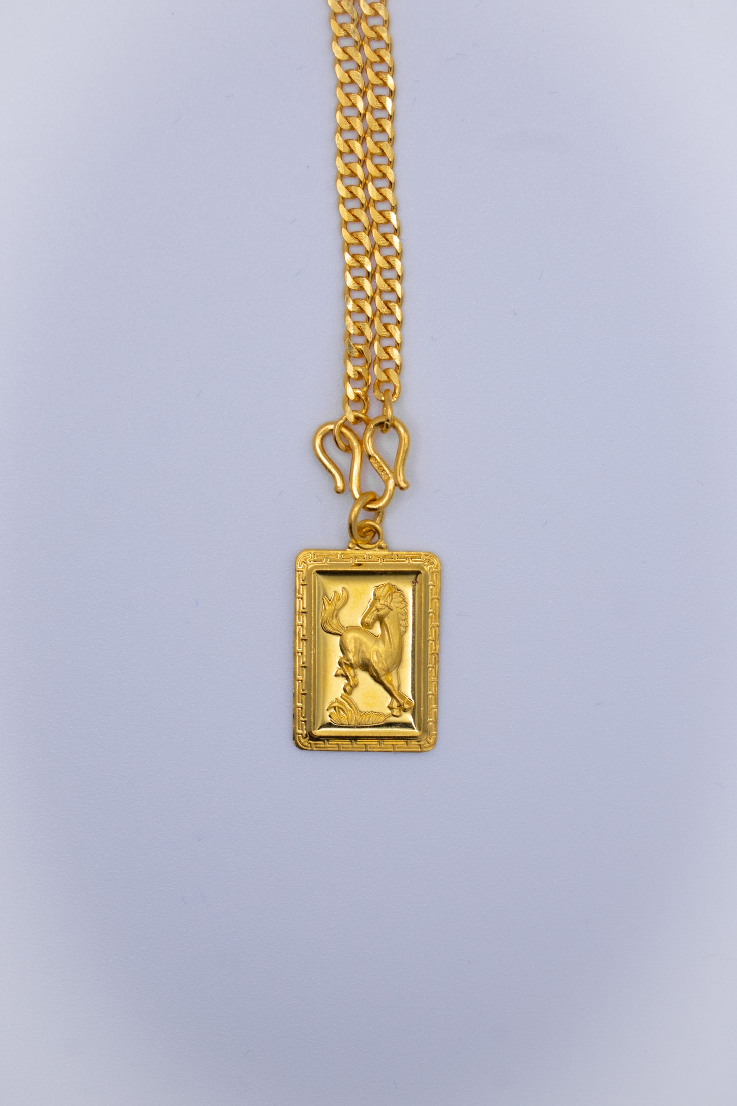24K Rectangle Horse Pendant