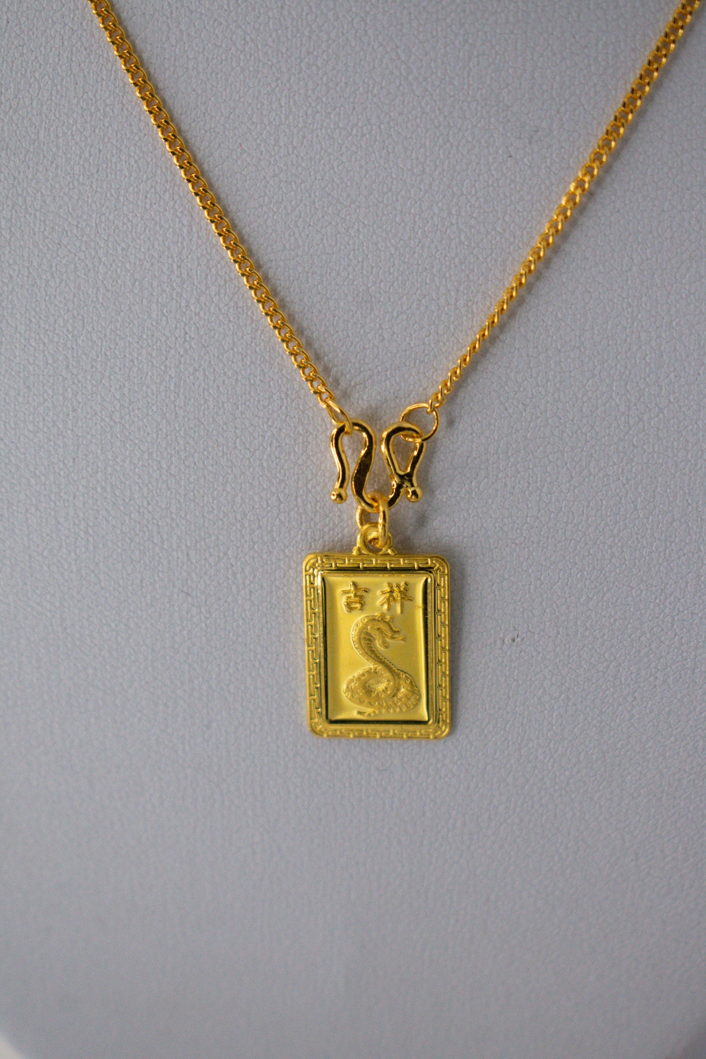 24K Rectangle Snake Pendant