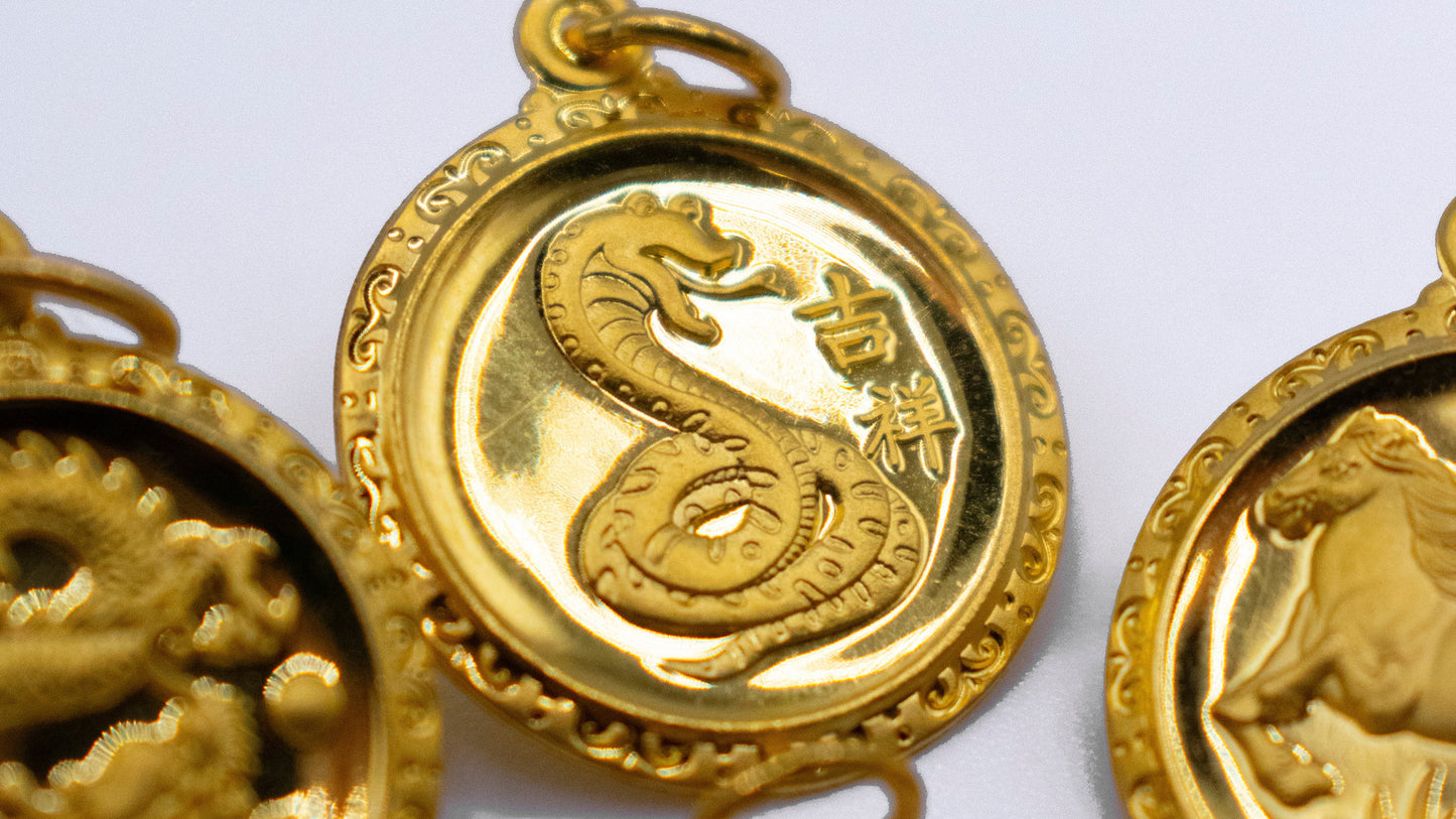 24K Circle Snake Pendant