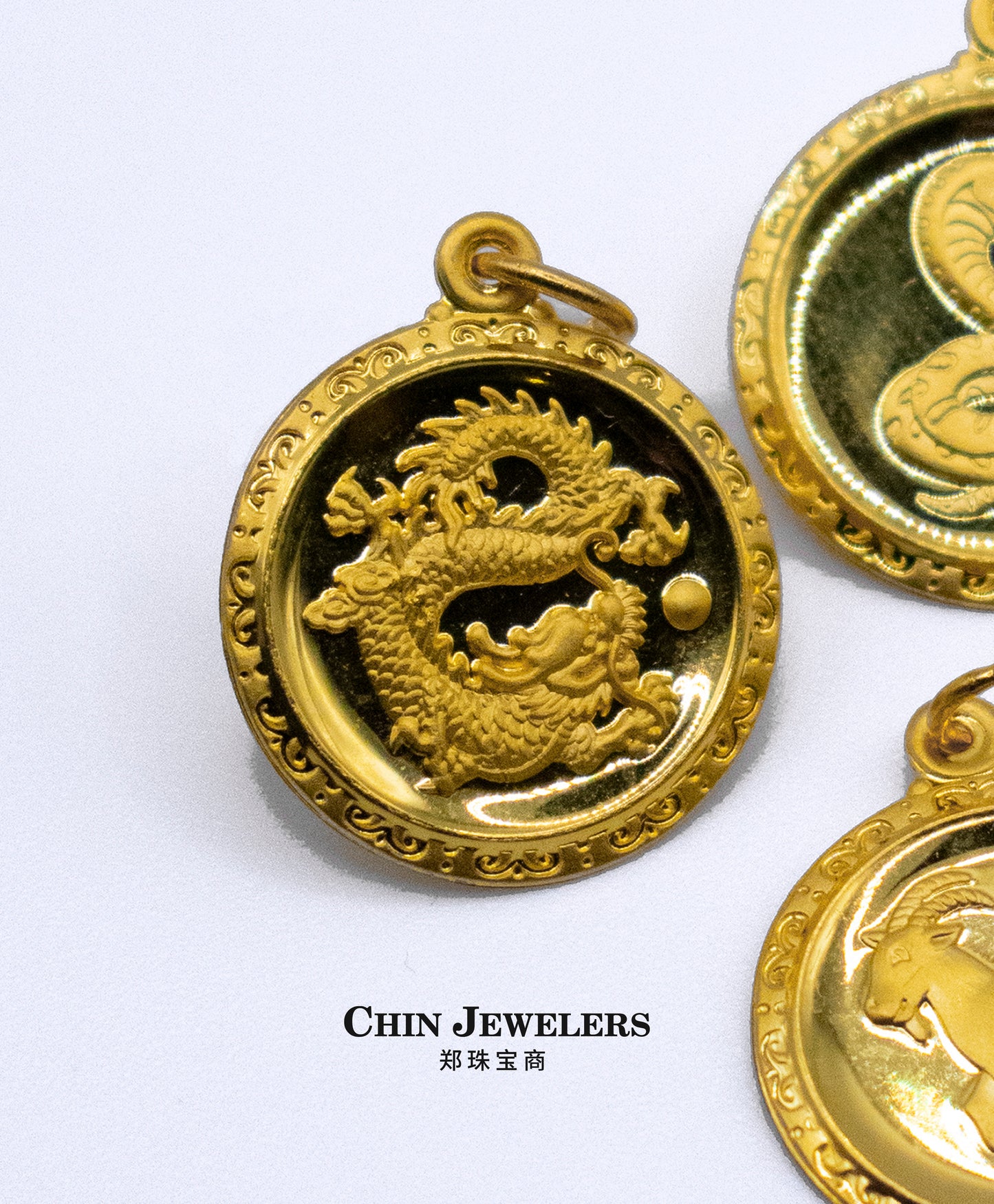 24K Circle Dragon Pendant