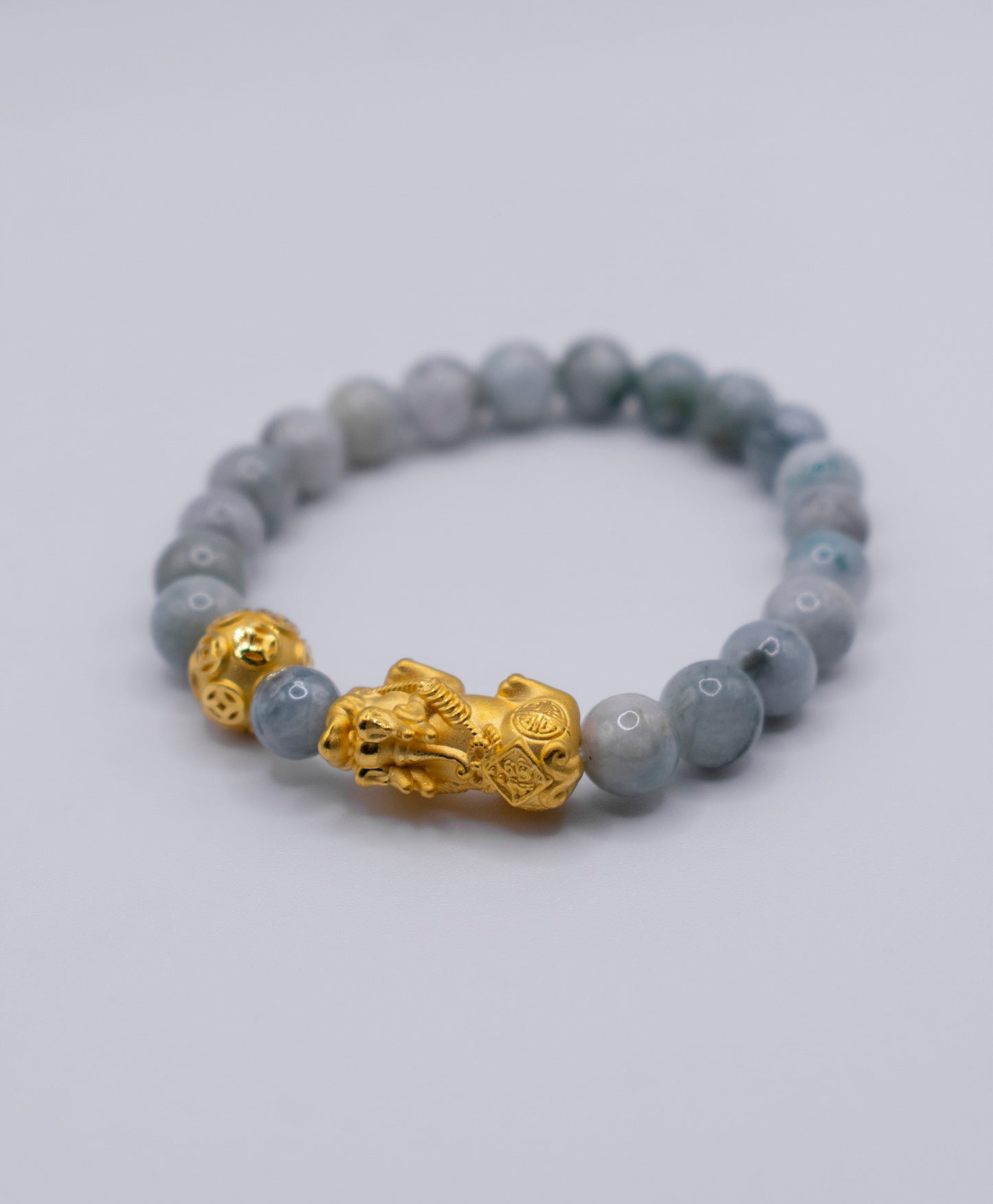 24K Pixiu Bracelet (Jade Beads)