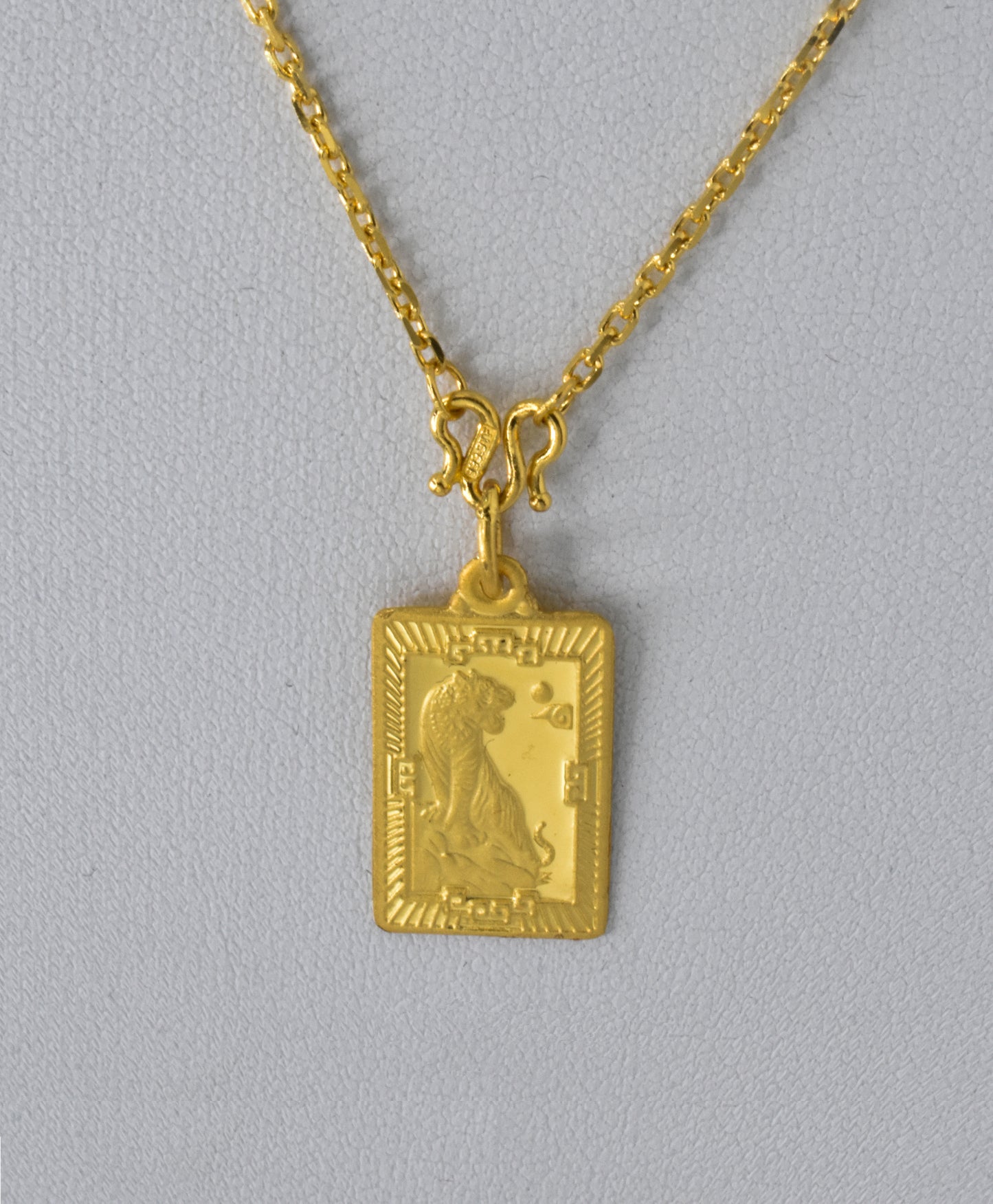 24K Rectangle Dragon Pendant