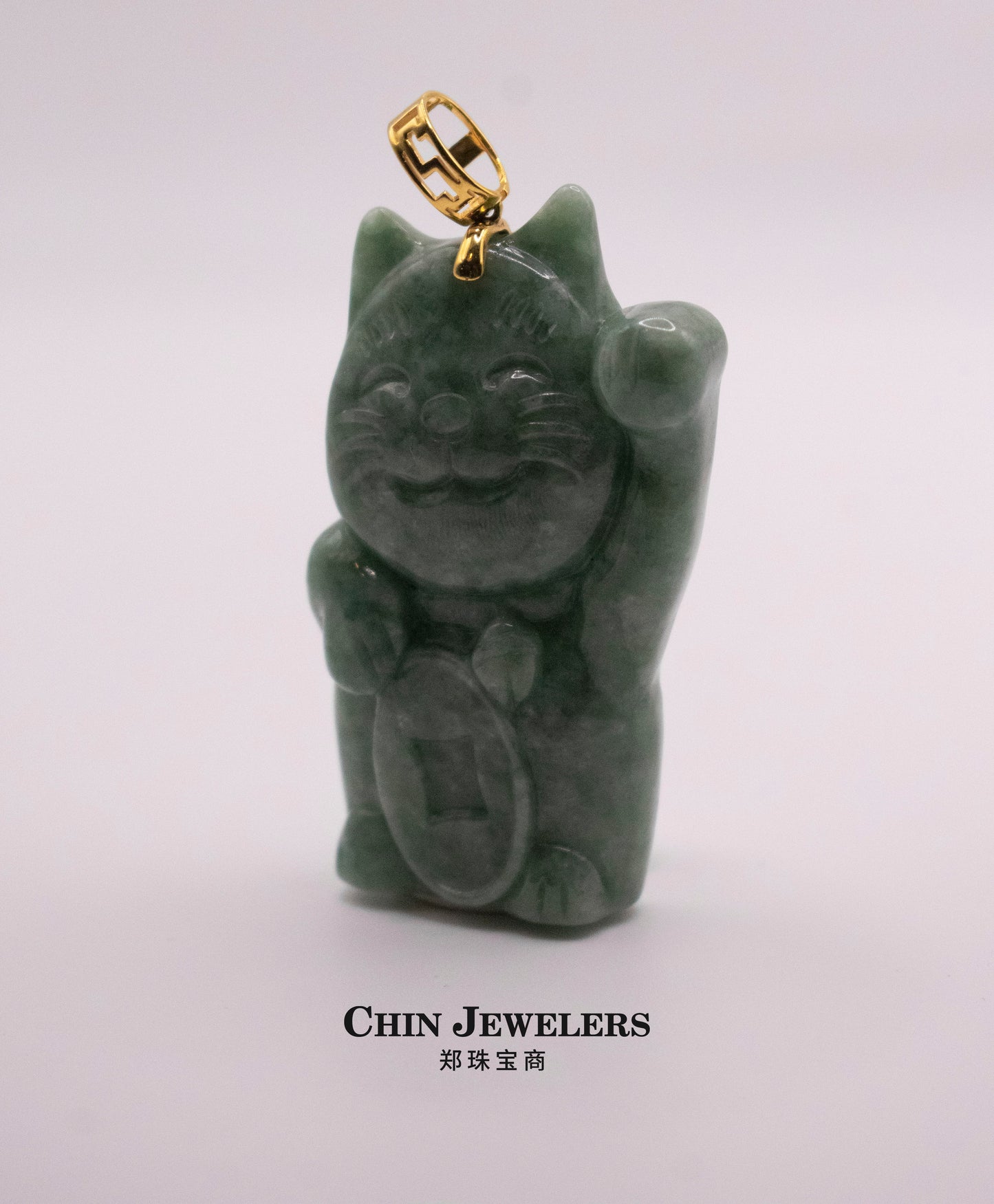 Jade Lucky Cat Pendant