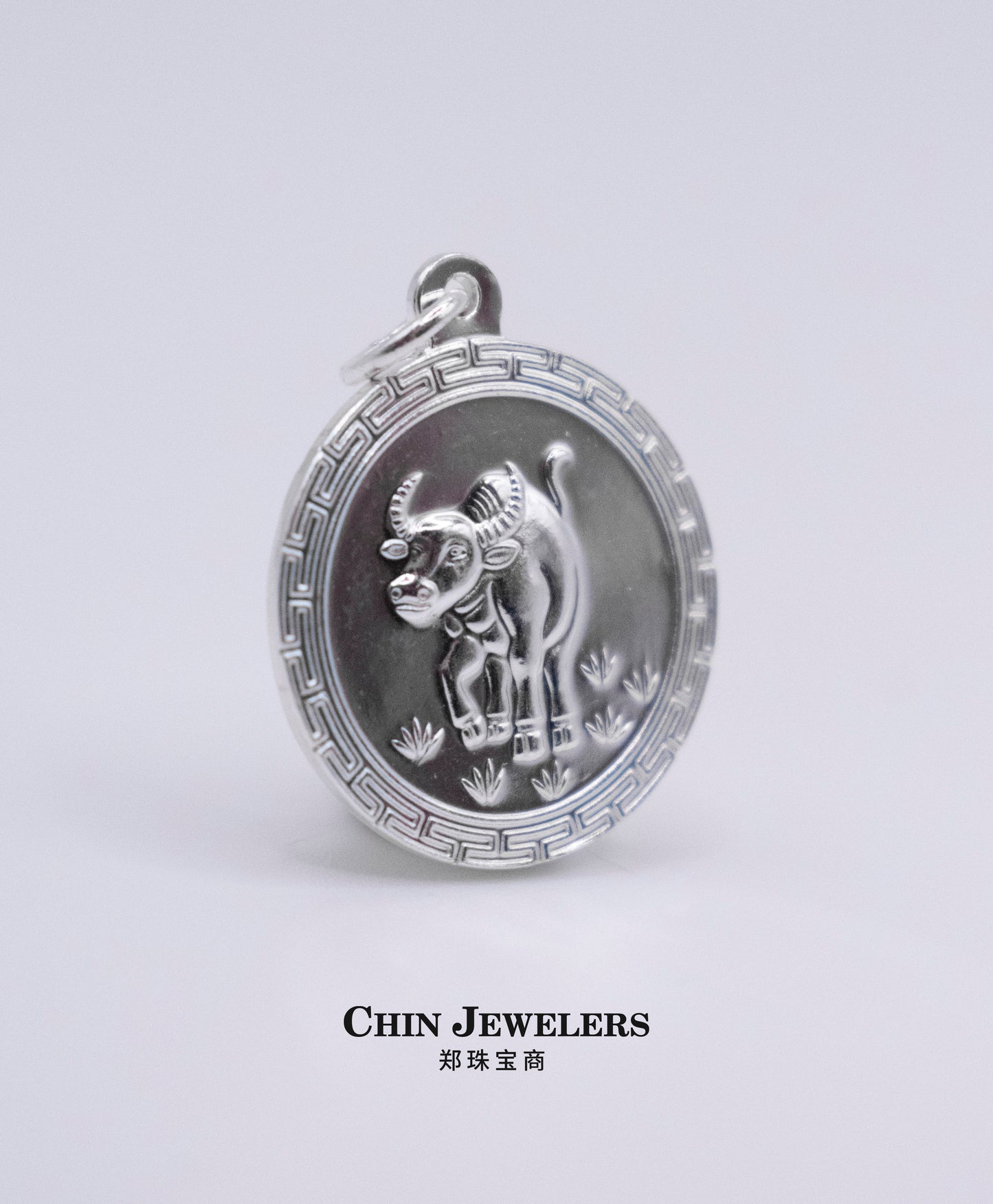 Sterling Silver Large Circle Ox Pendant