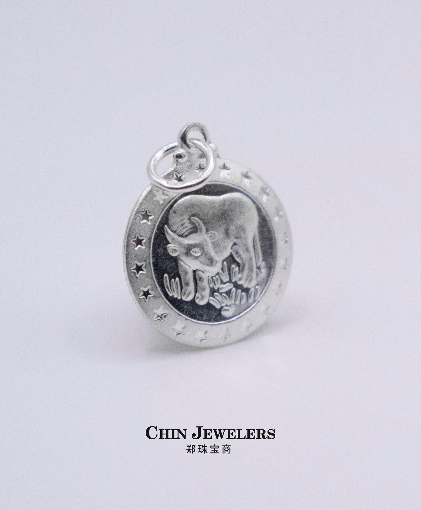 Sterling Silver Small Circle Ox Pendant